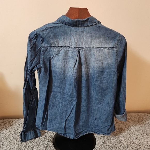 Womens Denim Button Down Long Sleeve Top - Picture 4 of 8